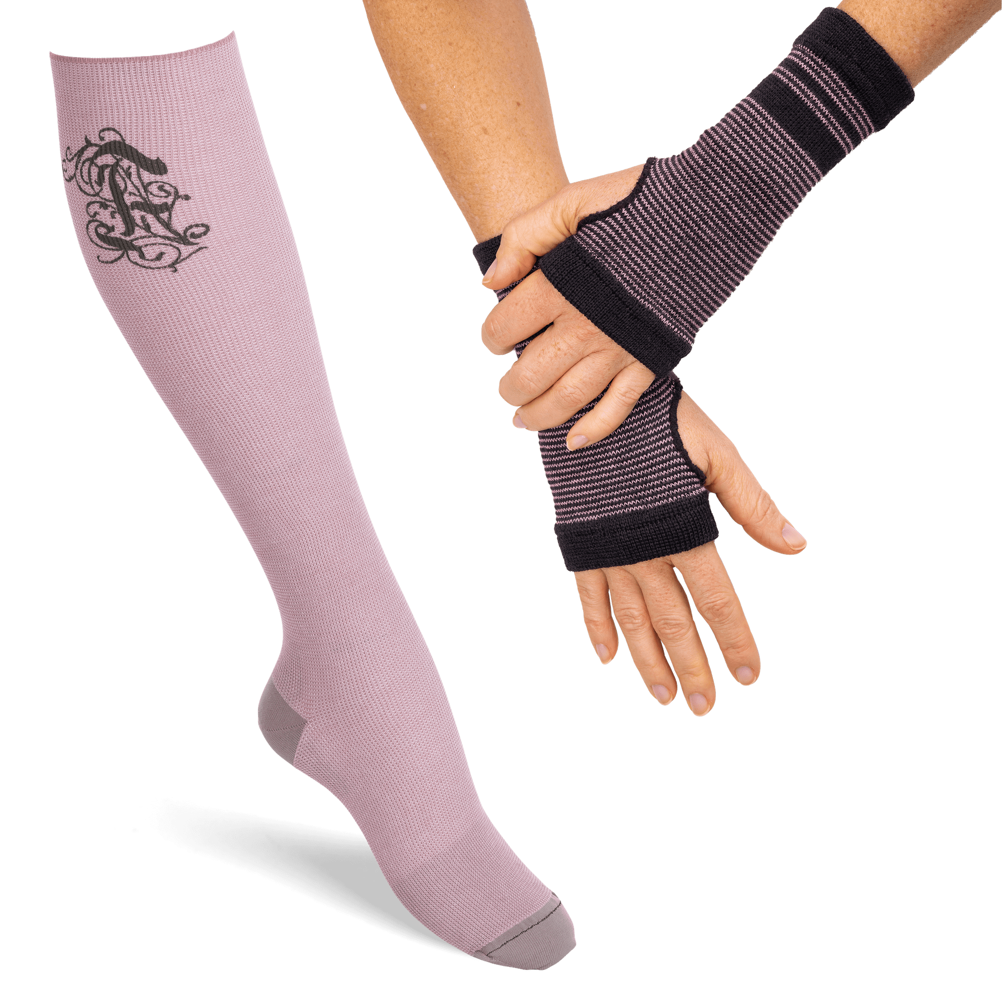 1-PACK SUPPORT SOCKS & HAND WARMERS POWDERY PINK